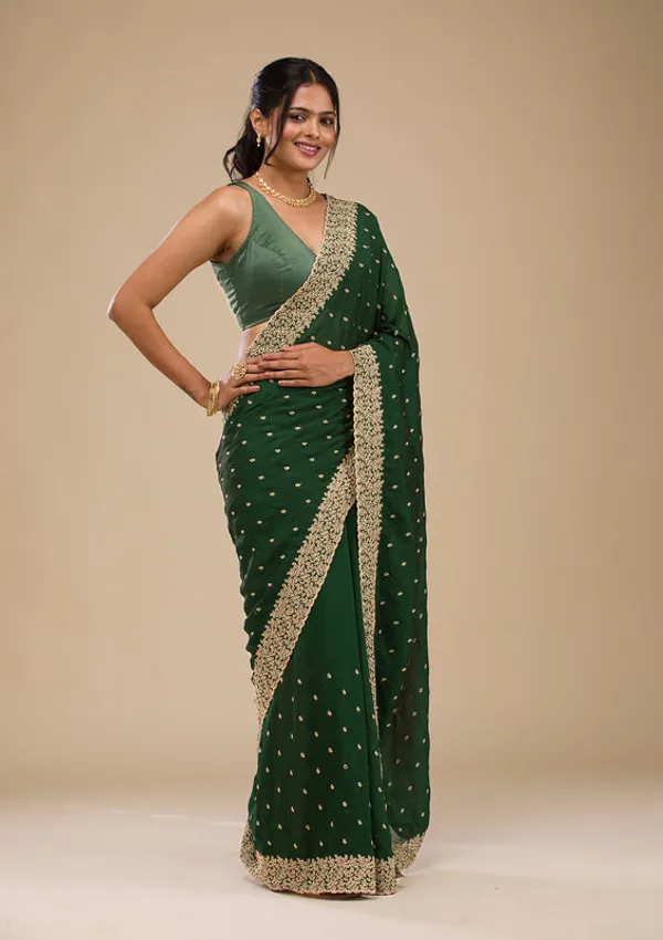 Mehandi_Green_Soft_Raw_Silk_Gold_Zariwork_Saree_With_Matching_Blouse_Piece