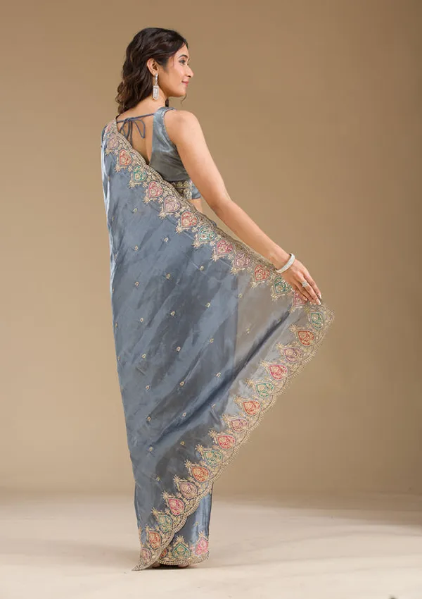 Grey_Tissue_Gold_Zariwork_Saree_With_Matching_Blouse_Piece