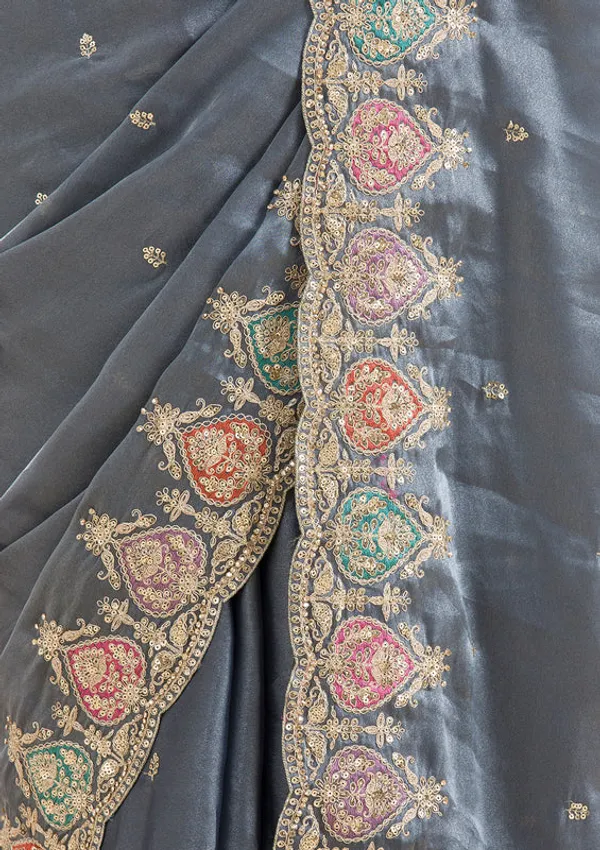 Grey_Tissue_Gold_Zariwork_Saree_With_Matching_Blouse_Piece