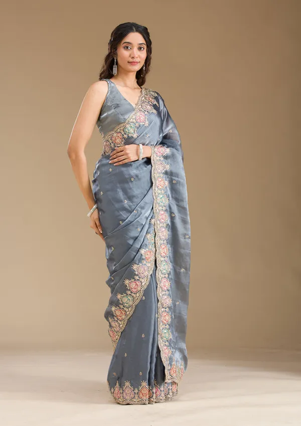 Grey_Tissue_Gold_Zariwork_Saree_With_Matching_Blouse_Piece