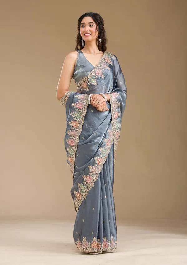 Grey_Tissue_Gold_Zariwork_Saree_With_Matching_Blouse_Piece