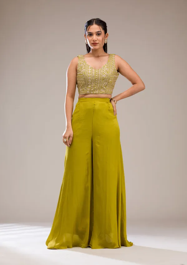 Parrot_Green_Chinon_Gold_Zariwork_Jacket_Kurta_With_Palazzo_And_Dupatta