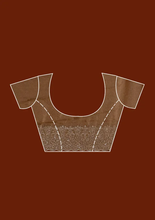 Brown_Georgette_Gold_Zariwork_Saree_With_Matching_Blouse_Piece
