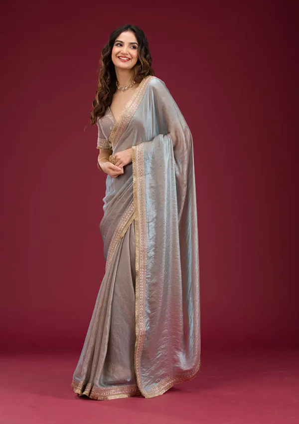 Beige_Tissue_Cording_Saree_With_Matching_Blouse_Piece