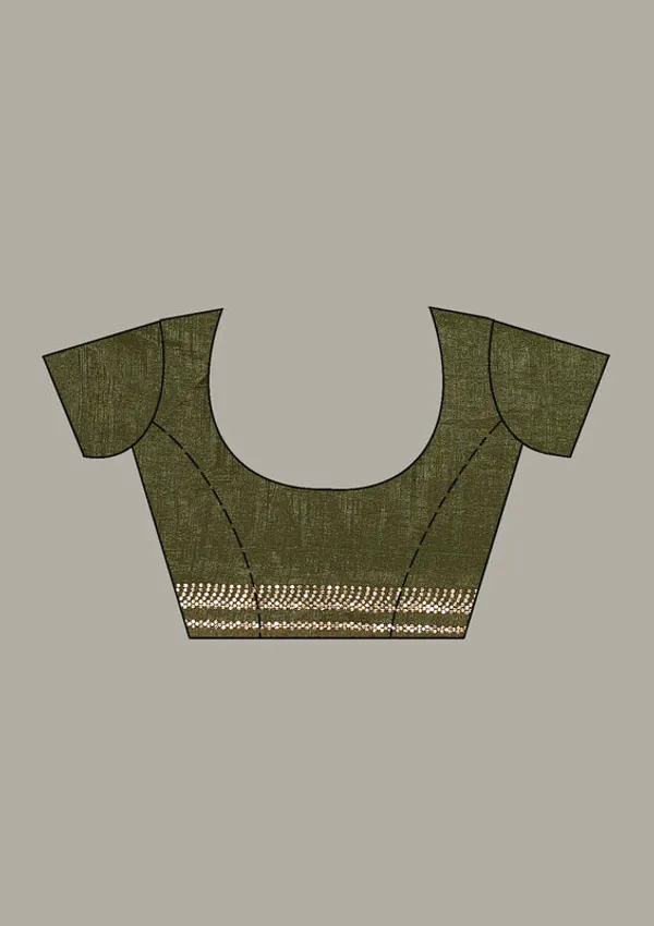 Mehendi_Tissue_Gold_Stonework_Saree_With_Matching_Blouse_Piece