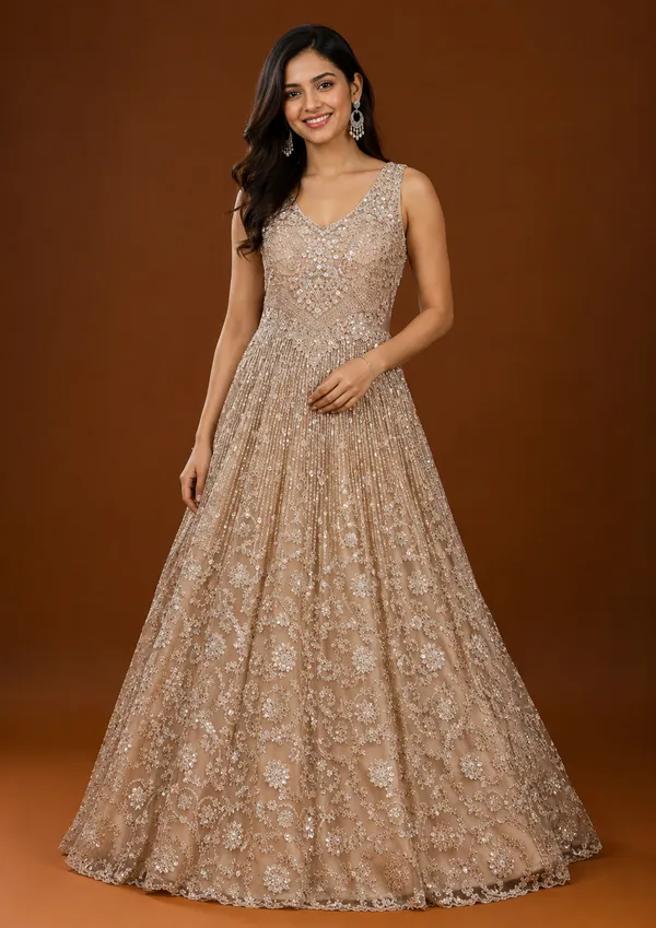 Beige_Stonework_Net_Gown