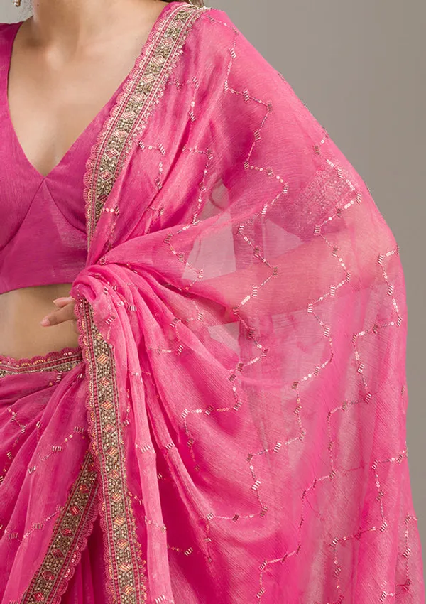 Pink_Tissue_Gold_Stonework_Saree_With_Matching_Blouse_Piece