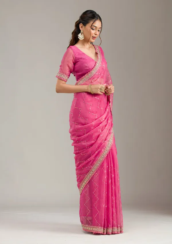 Pink_Tissue_Gold_Stonework_Saree_With_Matching_Blouse_Piece