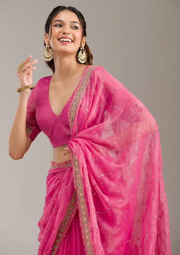 Pink_Tissue_Gold_Stonework_Saree_With_Matching_Blouse_Piece