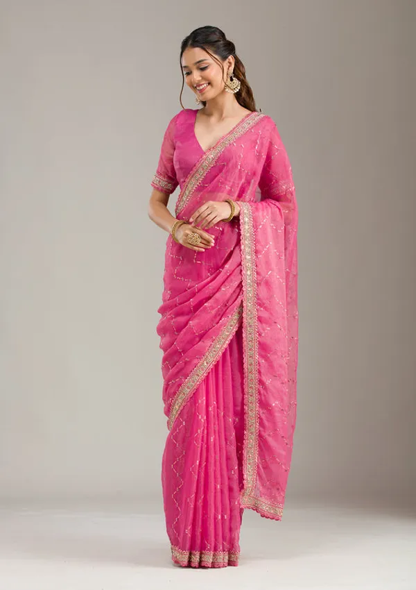 Pink_Tissue_Gold_Stonework_Saree_With_Matching_Blouse_Piece