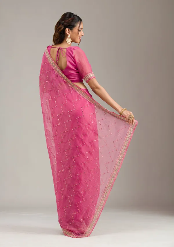 Pink_Tissue_Gold_Stonework_Saree_With_Matching_Blouse_Piece