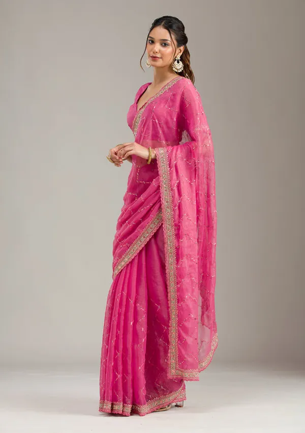 Pink_Tissue_Gold_Stonework_Saree_With_Matching_Blouse_Piece