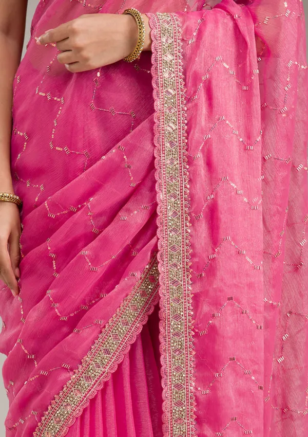 Pink_Tissue_Gold_Stonework_Saree_With_Matching_Blouse_Piece