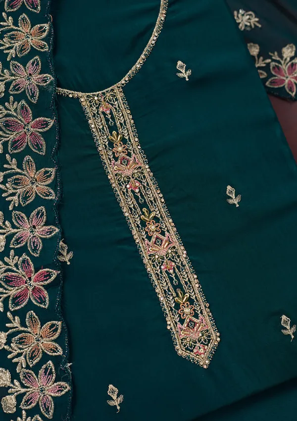 Peacock_Blue_Crepe_Threadwork_Unstitched_Dress_Material_With_Matching_Bottom_And_Dupatta