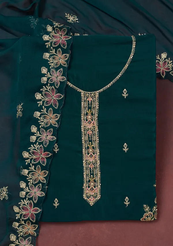 Peacock_Blue_Crepe_Threadwork_Unstitched_Dress_Material_With_Matching_Bottom_And_Dupatta