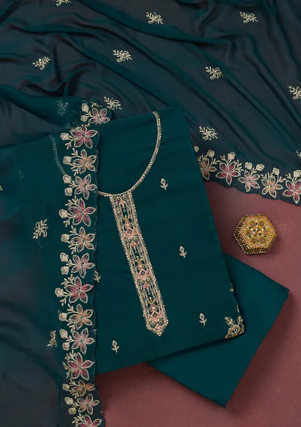 Peacock_Blue_Crepe_Threadwork_Unstitched_Dress_Material_With_Matching_Bottom_And_Dupatta