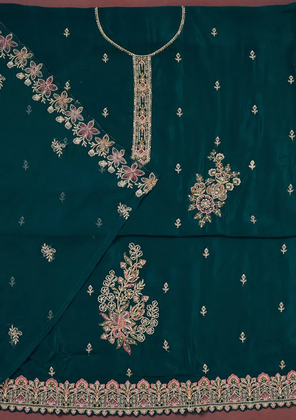 Peacock_Blue_Crepe_Threadwork_Unstitched_Dress_Material_With_Matching_Bottom_And_Dupatta