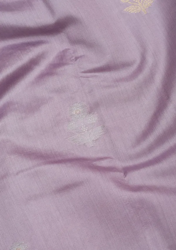 Lavender_Silk_Buti_Silver_Zariwork_Saree_With_Matching_Blouse_Piece
