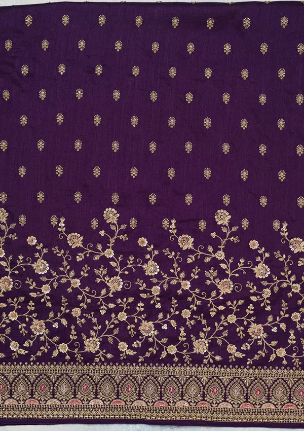 Purple_Soft_Raw_Silk_Cording_Unstitched_Dress_Material_With_Matching_Bottom_And_Dupatta