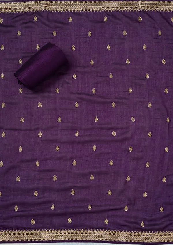 Purple_Soft_Raw_Silk_Cording_Unstitched_Dress_Material_With_Matching_Bottom_And_Dupatta
