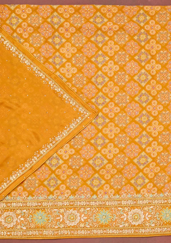 Yellow_Georgette_Cutdana_Unstitched_Dress_Material_With_Matching_Bottom_And_Dupatta
