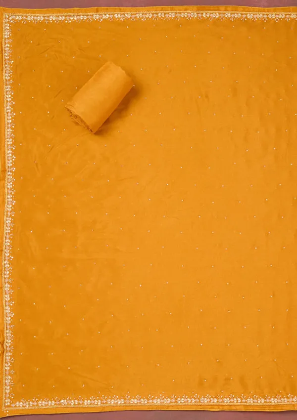 Yellow_Georgette_Cutdana_Unstitched_Dress_Material_With_Matching_Bottom_And_Dupatta
