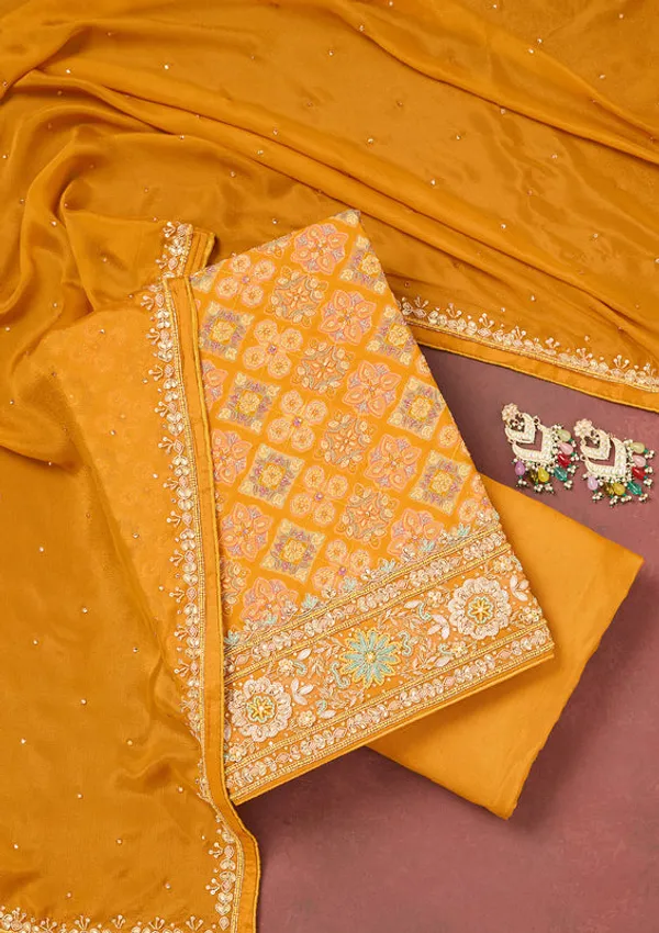 Yellow_Georgette_Cutdana_Unstitched_Dress_Material_With_Matching_Bottom_And_Dupatta