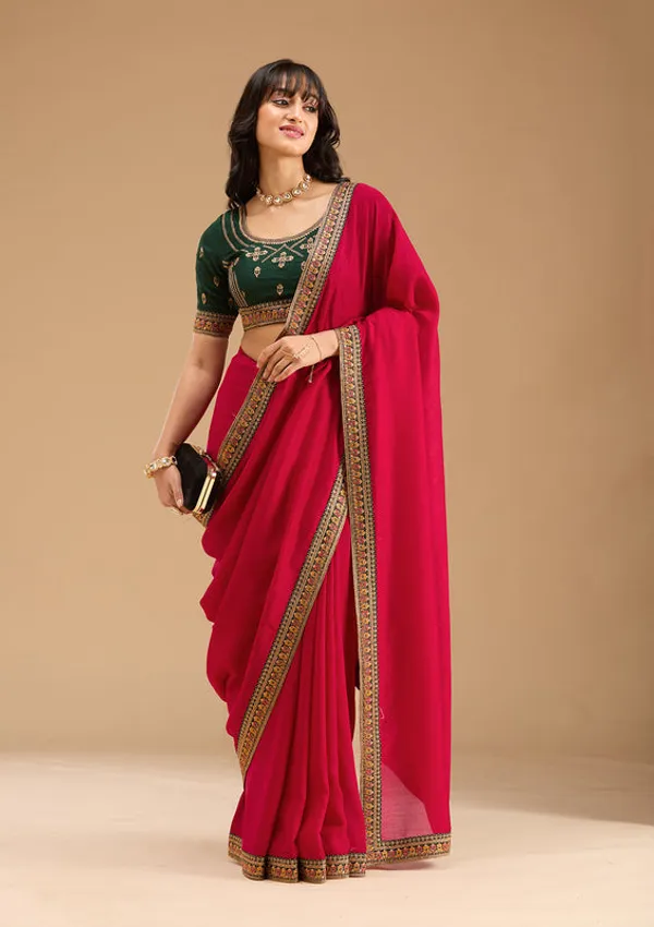 Rani_Pink_Soft_Raw_Silk_Gold_Zariwork_Saree_With_Matching_Blouse_Piece