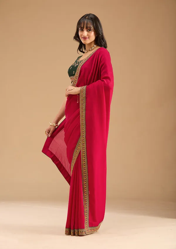 Rani_Pink_Soft_Raw_Silk_Gold_Zariwork_Saree_With_Matching_Blouse_Piece