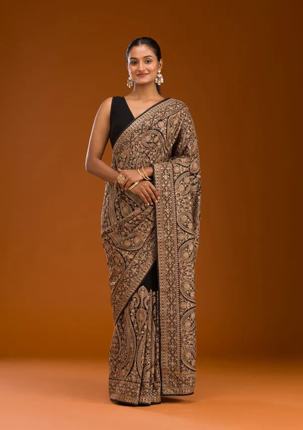 Black_Georgette_Kashmiri_Saree_With_Matching_Blouse_Piece