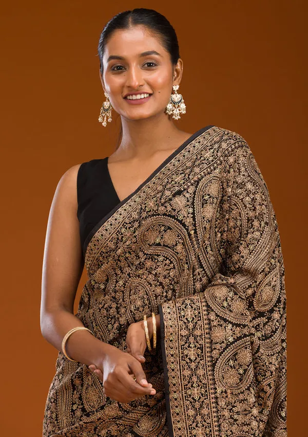 Black_Georgette_Kashmiri_Saree_With_Matching_Blouse_Piece