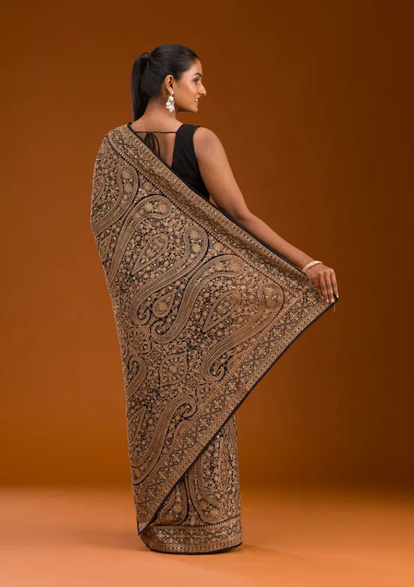 Black_Georgette_Kashmiri_Saree_With_Matching_Blouse_Piece