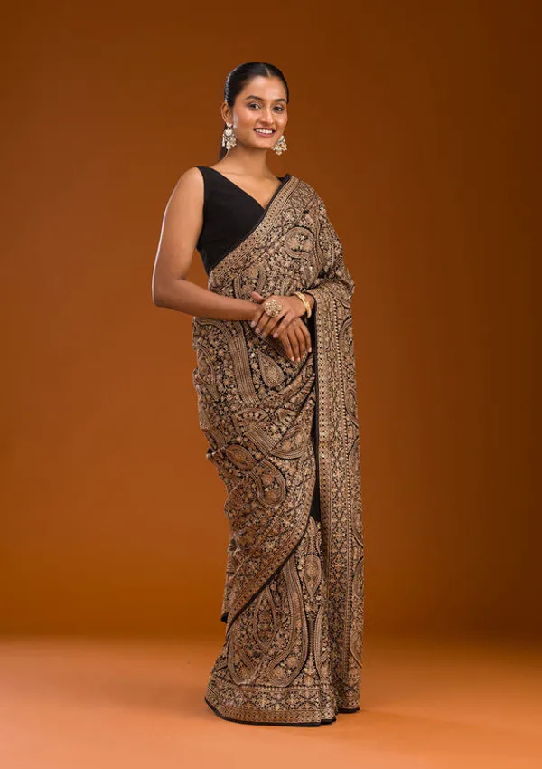 Black_Georgette_Kashmiri_Saree_With_Matching_Blouse_Piece