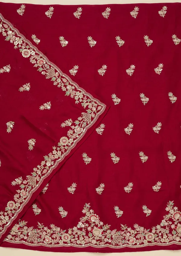 Rani_Pink_Soft_Raw_Silk_Gold_Zariwork_Unstitched_Dress_Material_With_Matching_Bottom_And_Dupatta