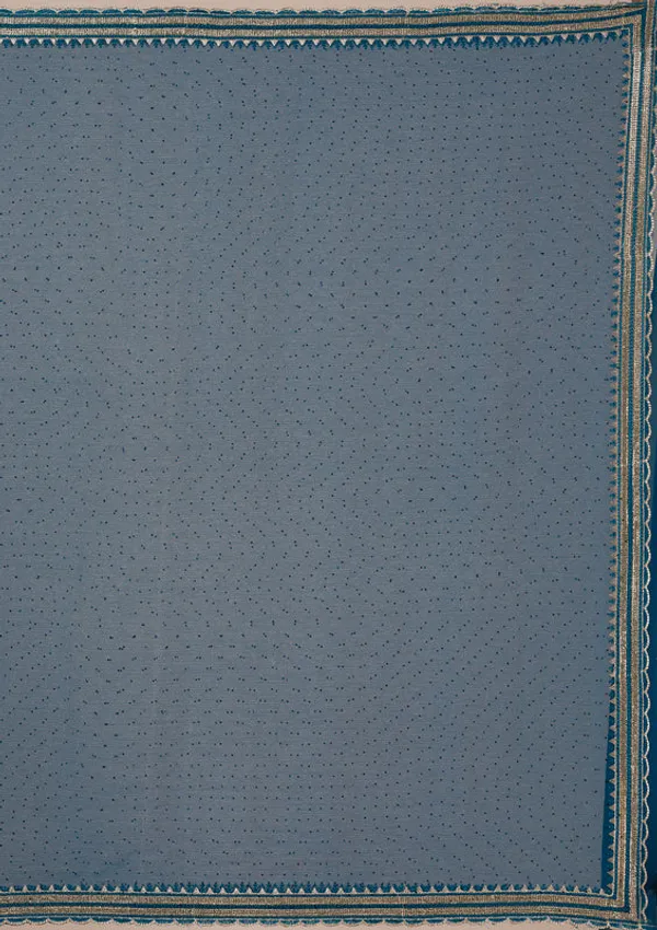 Peacock_Blue_Chiffon_Gold_Zariwork_Saree_With_Matching_Blouse_Piece