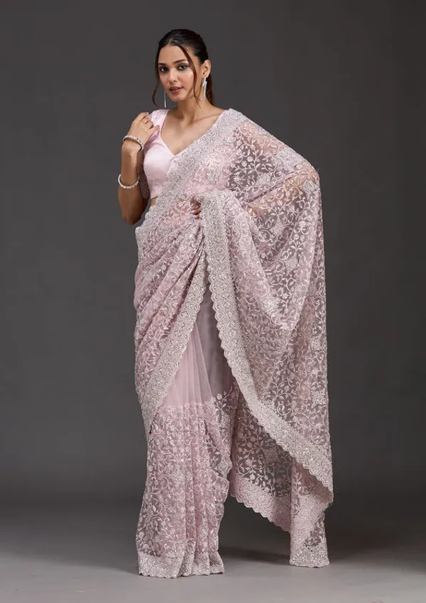 Pink_Net_Silver_Stonework_Saree_With_Matching_Blouse_Piece