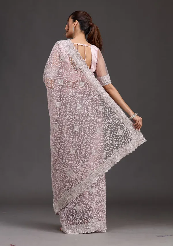 Pink_Net_Silver_Stonework_Saree_With_Matching_Blouse_Piece