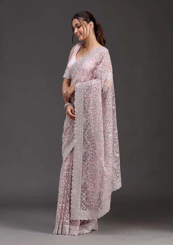 Pink_Net_Silver_Stonework_Saree_With_Matching_Blouse_Piece