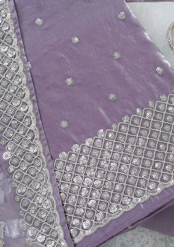 Lavender_Organza_Sequins_Unstitched_Dress_Material_With_Matching_Bottom_And_Dupatta