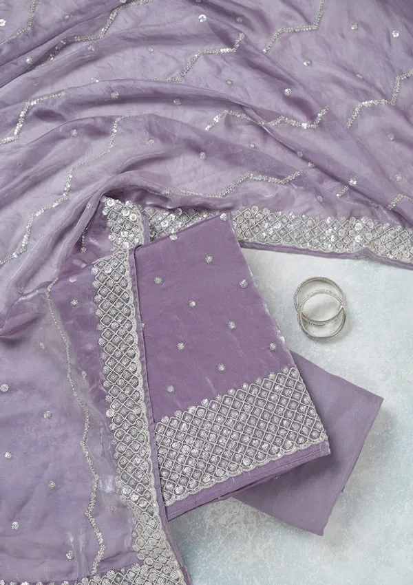Lavender_Organza_Sequins_Unstitched_Dress_Material_With_Matching_Bottom_And_Dupatta