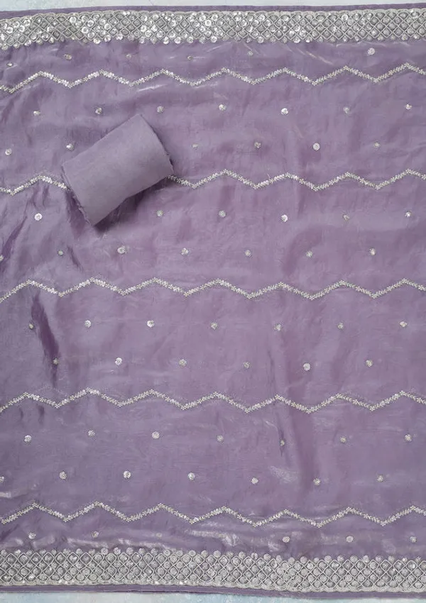 Lavender_Organza_Sequins_Unstitched_Dress_Material_With_Matching_Bottom_And_Dupatta