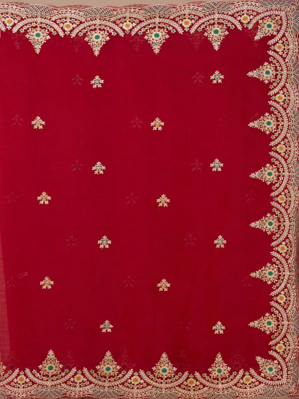 Red_Georgette_Cording_Saree_With_Matching_Blouse_Piece