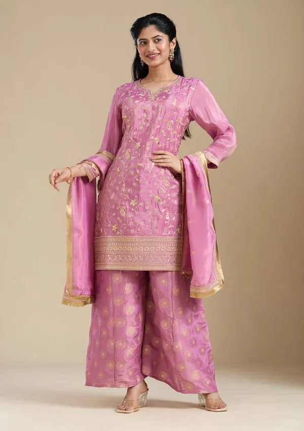 Dark_Onion_Pink_Pitawork_Tissue_Readymade_Salwar_Suit