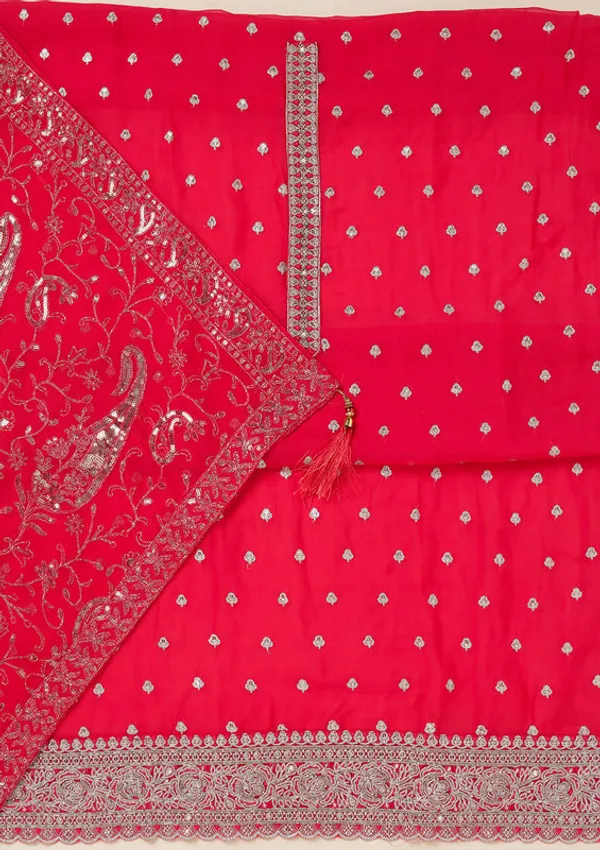 Rani_Pink_Organza_Sequins_Unstitched_Dress_Material_With_Matching_Bottom_And_Dupatta