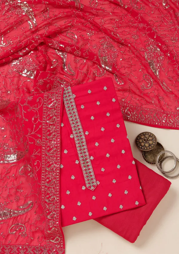 Rani_Pink_Organza_Sequins_Unstitched_Dress_Material_With_Matching_Bottom_And_Dupatta