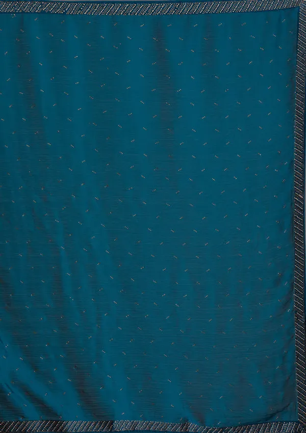 Peacock_Blue_Crepe_Silver_Stonework_Saree_With_Matching_Blouse_Piece