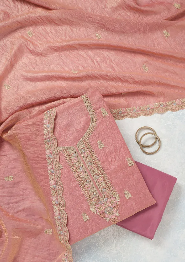 Onion_Pink_Tissue_Aariwork_Unstitched_Dress_Material_With_Matching_Bottom_And_Dupatta