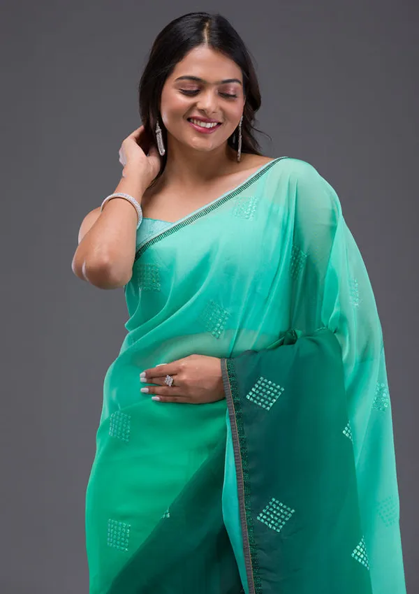 Leaf_Green_Satin_Swarovski_Saree_With_Matching_Blouse_Piece