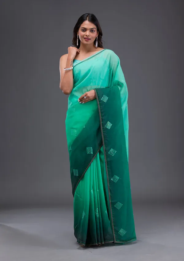 Leaf_Green_Satin_Swarovski_Saree_With_Matching_Blouse_Piece