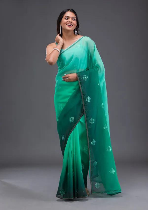 Leaf_Green_Satin_Swarovski_Saree_With_Matching_Blouse_Piece